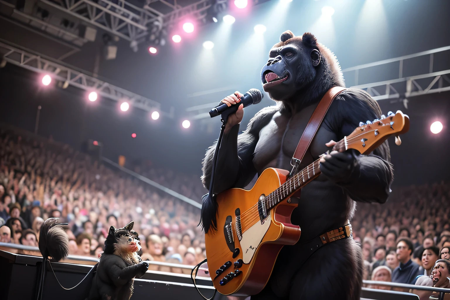 gorilla, dog, bird, Concert Venues, singing