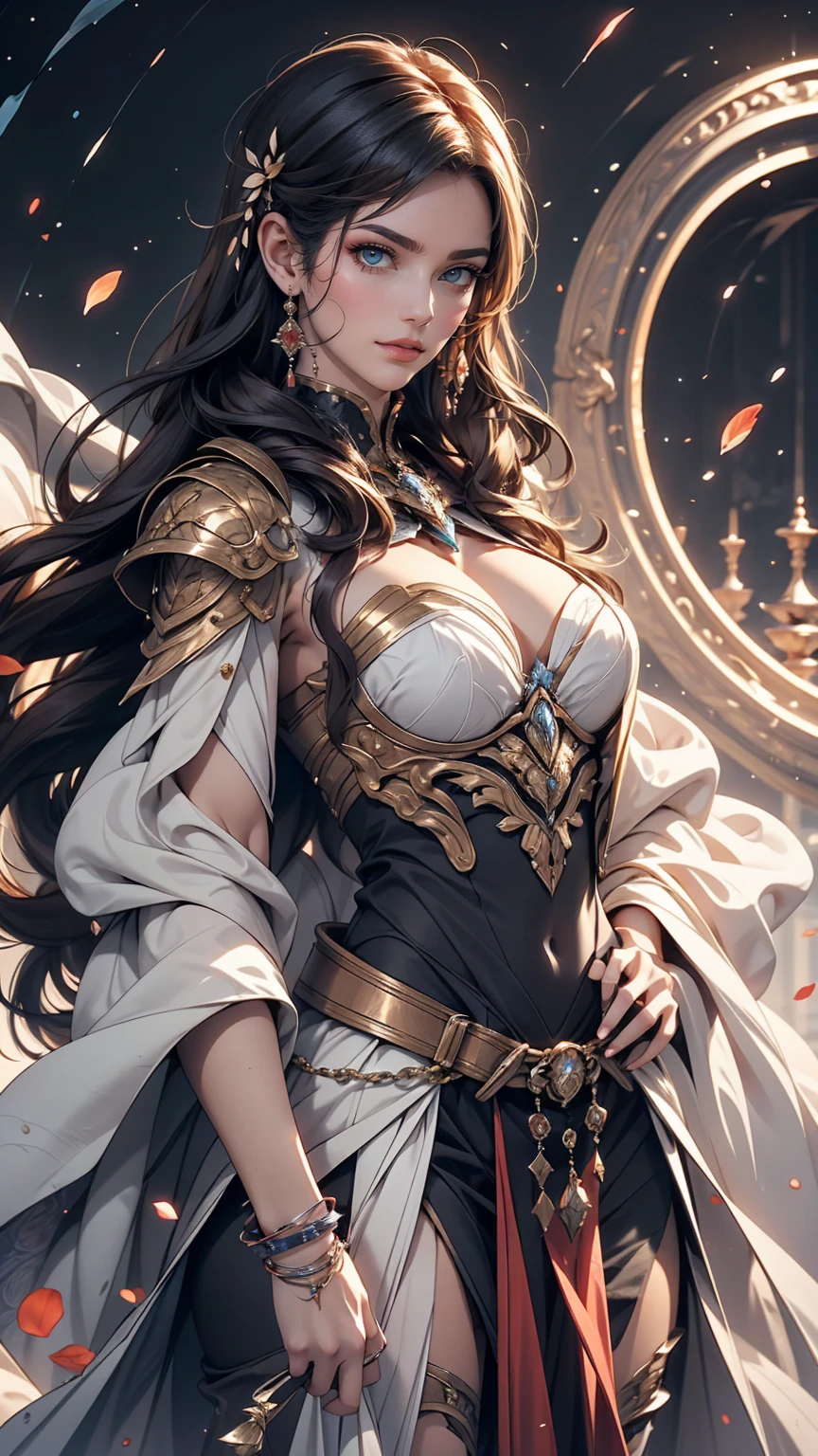 Young and beautiful woman, Cosmos,very_length_hair, One girl, Cosmos, alone, white_armor,highest quality, Ultra-high resolution,tokyo fashion,