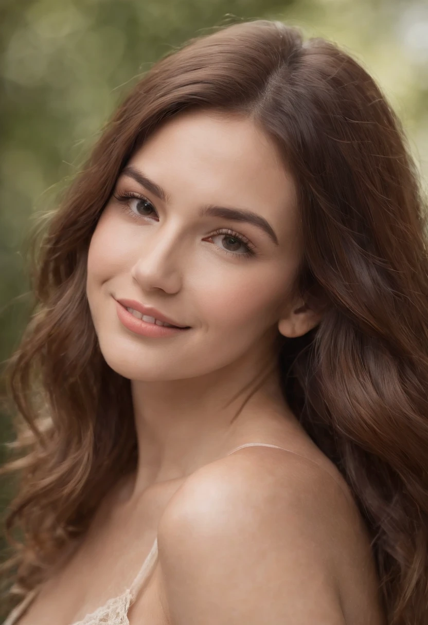 UHD,(obra maestra),(alani guillen)(masterpiece, best quality, highres:1.1, photorealistic:1.2), ultra resolution image, (realistic, realistic skin texture:1.2), a 25 year old owoman, long hair, dark theme, soothing tones, muted colors, high contrast, (natural skin texture, hyperrealism, soft light, sharp), red background, simple background,warm, expressive eyes that convey empathy and understanding, framed by long, dark lashes. My smile is gentle and welcoming, with dimples that appear when I grin. My hair is a chestnut brown, cascading in soft waves down to my shoulders. I have a heart-shaped face with soft, rounded features, and my skin has a healthy, natural glow. I carry myself with a relaxed posture, exuding confidence and approachability. Overall, I have a kind and inviting appearance that puts others at ease."

