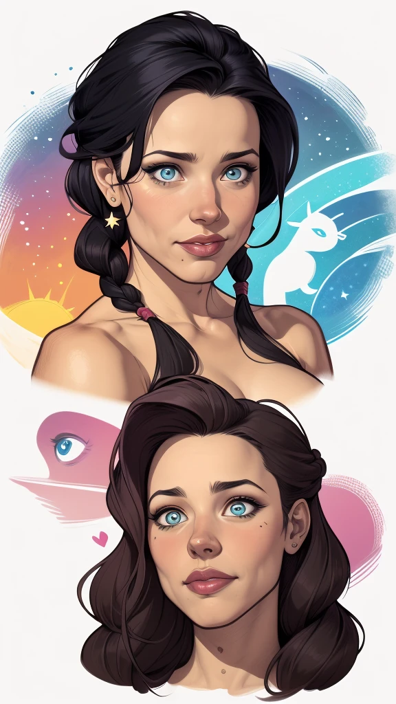 um desenho de uma mulher com uma fantasia maravilhosa posando para uma foto, artgerm e lois van baarle, German style art, Steven Artgerm Lau, estilo ivan talavera e artgerm, Artgerm e Warren Louw, estilo artgerm, artgerm extremamente detalhado, quadrinhos artgerm, graphic artist artgermcartoon style:1.2), Geena Davis  s Mulher brasileira desenho ART Artline mulher  Imagem cartoon de uma mulher , roupas sensuais , garota super valente destemida , Ilustra??o estilo desenho animadocabelo preto ondulado, estilo de arte dos desenhos animados, estilo de arte dos desenhos animados, digital illustration style, design de personagens altamente detalhado, arte digital detalhada fofa, Fan art horror character design portrait, beautiful curly black hair digital illustration high quality portrait, arte em quadrinhos, retrato do design do personagem, Naked busty woman with medium breasts cartoon style female character Geena Davis mercenary warrior Female character Queen Anna of Arendelle with battle scars Cartoon image of a woman .Ilustra??o estilo desenho animado, estilo de arte dos desenhos animados, estilo de arte dos desenhos animados, digital illustration style, design de personagens altamente detalhado, arte digital detalhada coragem, Forest fan art, Design de personagens de retrato, beautiful digital illustration, retrato de alta qualidade, Arte em quadrinhos, mulher jovem cabelo com transas lindas . Queen Anna of ArendelleBeautiful lined eyes Medium large bust and wonderful sexy clothes. sunrise bright wish image expression,Star, heart,  Spectral rainbow, Fundo, cabelo chique lavanda branco menta,  macio, Idiomas mistos_SMS, (Fundo bonito e claro:1.2),, Pintura de fantasia , Olho de renda com alto detalhe, long braids, braid,  Universo, Galaxy, cabelo longo, penteado legal, o fluxo,  como, como, cabelo super fino, melhor qualidade, alta qualidade, high resolution, Aprimoram