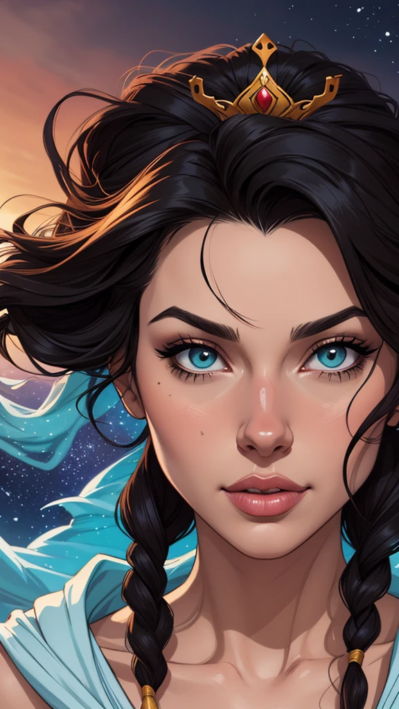 um desenho de uma mulher com uma fantasia maravilhosa posando para uma foto, artgerm e lois van baarle, German style art, Steven Artgerm Lau, estilo ivan talavera e artgerm, Artgerm e Warren Louw, estilo artgerm, artgerm extremamente detalhado, quadrinhos artgerm, graphic artist artgerm cartoon style:1.2), Geena Davis s Mulher brasileira desenho ART Artline mulher Imagem cartoon de uma mulher , roupas sensuais , garota super valente destemida , Ilustra??o estilo desenho animadocabelo preto ondulado, estilo de arte dos desenhos animados, estilo de arte dos desenhos animados, digital illustration style, design de personagens altamente detalhado, arte digital detalhada fofa, Fan art horror character design portrait, beautiful curly black hair digital illustration high quality portrait, arte em quadrinhos, retrato do design do personagem, Naked busty woman with medium breasts cartoon style female character Geena Davis mercenary warrior Female character Queen Anna of Arendelle with battle scars Cartoon image of a woman .Ilustra??o estilo desenho animado, estilo de arte dos desenhos animados, estilo de arte dos desenhos animados, digital illustration style, design de personagens altamente detalhado, arte digital detalhada coragem, Forest fan art, Design de personagens de retrato, beautiful digital illustration, retrato de alta qualidade, Arte em quadrinhos, mulher jovem cabelo com transas lindas . Queen Anna of ArendelleBeautiful lined eyes Medium large bust and wonderful sexy clothes. sunrise bright wish image expression,Star, heart, Spectral rainbow, Fundo, cabelo chique lavanda branco menta, macio, Idiomas mistos_SMS, (Fundo bonito e claro:1.2),, Pintura de fantasia , Olho de renda com alto detalhe, long braids, braid, Universo, Galaxy, cabelo longo, penteado legal, o fluxo, como, como, cabelo super fino, melhor qualidade, alta qualidade, high resolution, Aprimora