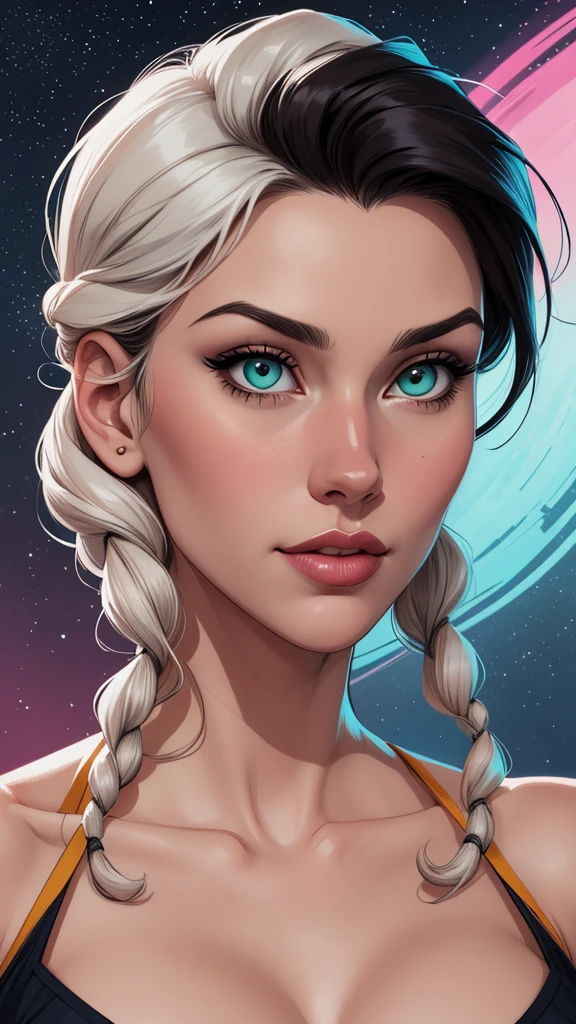um desenho de uma mulher com uma fantasia maravilhosa posando para uma foto, artgerm e lois van baarle, German style art, Steven Artgerm Lau, estilo ivan talavera e artgerm, Artgerm e Warren Louw, estilo artgerm, artgerm extremamente detalhado, quadrinhos artgerm, graphic artist artgerm cartoon style:1.2), Geena Davis s Mulher brasileira desenho ART Artline mulher Imagem cartoon de uma mulher , roupas sensuais , garota super valente destemida , Ilustra??o estilo desenho animadocabelo preto ondulado, estilo de arte dos desenhos animados, estilo de arte dos desenhos animados, digital illustration style, design de personagens altamente detalhado, arte digital detalhada fofa, Fan art horror character design portrait, beautiful curly black hair digital illustration high quality portrait, arte em quadrinhos, retrato do design do personagem, Naked busty woman with medium breasts cartoon style female character Geena Davis mercenary warrior Female character Queen Anna of Arendelle with battle scars Cartoon image of a woman .Ilustra??o estilo desenho animado, estilo de arte dos desenhos animados, estilo de arte dos desenhos animados, digital illustration style, design de personagens altamente detalhado, arte digital detalhada coragem, Forest fan art, Design de personagens de retrato, beautiful digital illustration, retrato de alta qualidade, Arte em quadrinhos, mulher jovem cabelo com transas lindas . Queen Anna of ArendelleBeautiful lined eyes Medium large bust and wonderful sexy clothes. sunrise bright wish image expression,Star, heart, Spectral rainbow, Fundo, cabelo chique lavanda branco menta, macio, Idiomas mistos_SMS, (Fundo bonito e claro:1.2),, Pintura de fantasia , Olho de renda com alto detalhe, long braids, braid, Universo, Galaxy, cabelo longo, penteado legal, o fluxo, como, como, cabelo super fino, melhor qualidade, alta qualidade, high resolution, Aprimora