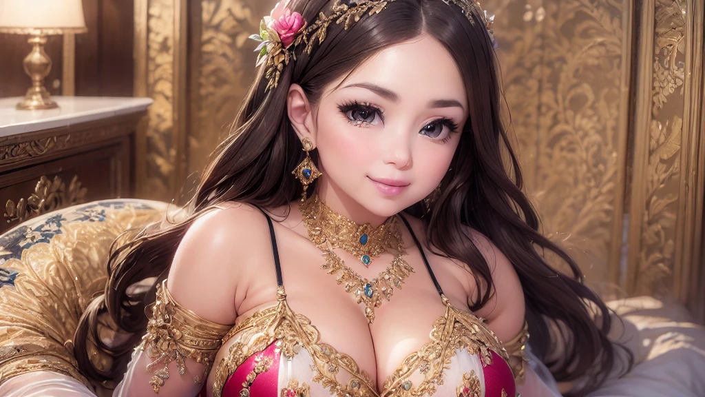 Mature Woman, Looking at the audience, Attractive breasts,Sensual curves、bubble、Full Body Shot,Nightgown, Charming smile, Thick lips, plump唇, blush, Looking at the audience, Provocative expression, Beautiful Hairstyles, Cleavage, plump、Curvy Hips、Attractive face、Mischievous face、Sexy Lingerie、An inviting gaze、Expressing emotions、colored feather, Money属装飾品, particle, Light, (masterpiece, highest quality, highest quality, Official Art, beautifully、aesthetic:1.2), (1 girl:1.3), Very detailed,(Fractal Art:1.1),(colorful:1.1)(flowerズ:1.3),Most detailed, (Dynamic pose), (Shiny skin), (Many colors :1.4), ,(Earrings:1.4), (feather:1.4),masterpiece,Mr.々Hair style,Moneyのヘッドバンド,Tulle covers the chest,Perfect balance, Detailed details of the garment,marble,cinematicLighting, Film Grain, contrast of Light and dark,High detail,(((Gorgeous Accessories))))、Openwork decoration,(((See-through dress)))、(((Anatomically correct body))) ,1 girl, (High resolution), (8k), (Very detailed), Perfect Face, Beautiful eyes and face, (((highest quality))), (Very detailed), Detailed face and eyes, Beautiful Eyes,(((Sexy pose))),Beautiful Eyes、Transparent double eyelids、(((Super gorgeous background)))、Bright Eyes,Money,diamond,gem,Body Chain,Luxury Accessories,beautifully、aesthetic,flower