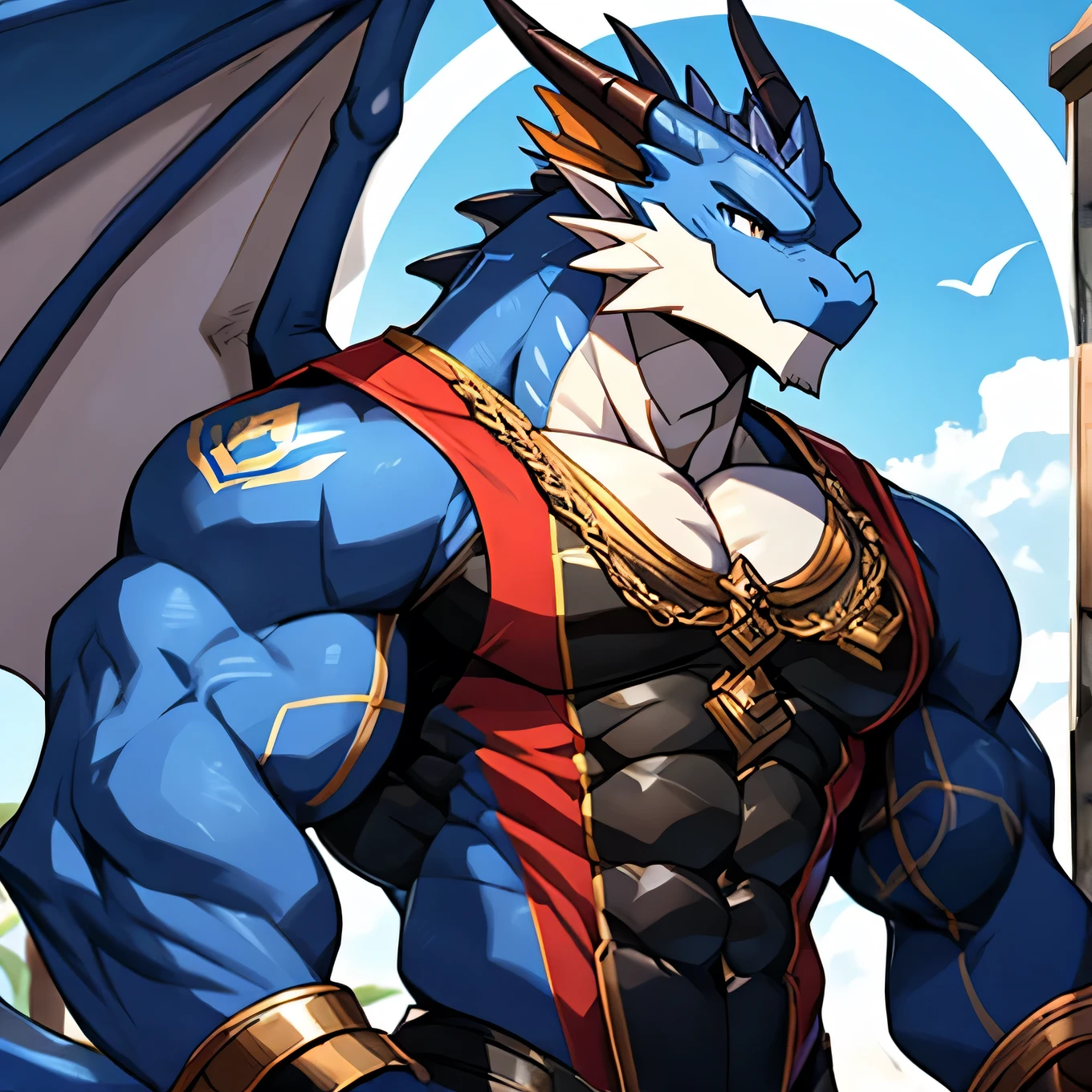 Muscular Macho vestments Navy Blue Dragon Man Handsome Arm muscle bodysuit
