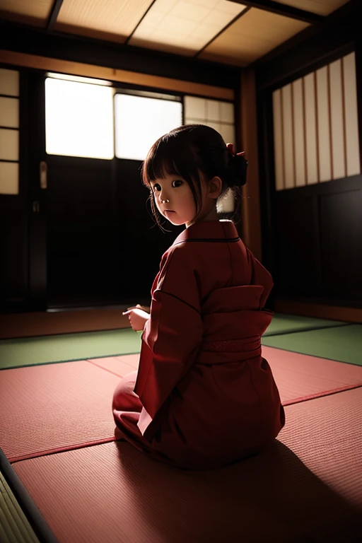 Zashiki Warashi、girl、Japanese Yokai、Pitch-dark room、darkness