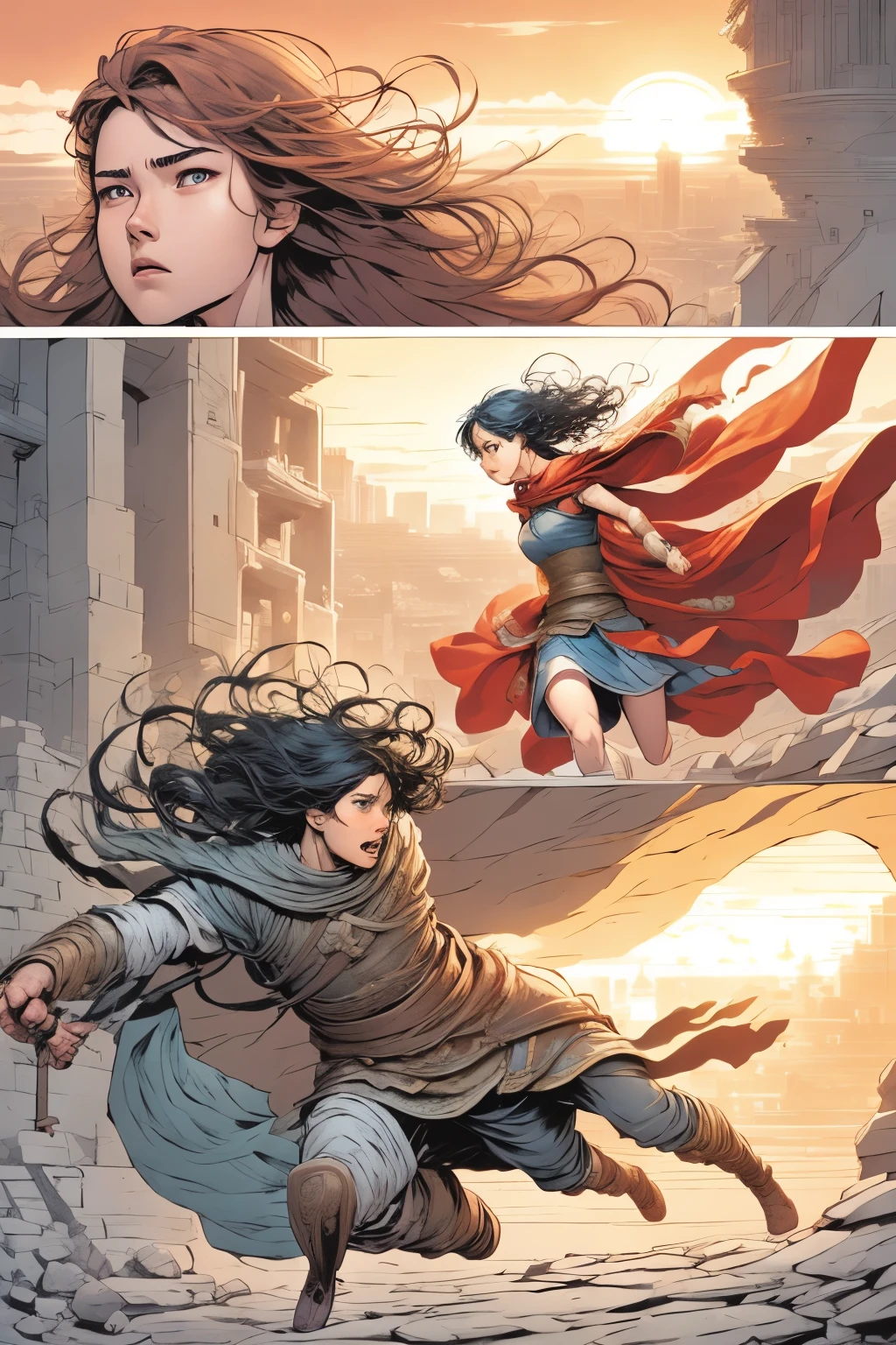 comic strip, The girl opened the door。The girl sees the boy and another woman lying on the bed。The boy panicked。The girl ran away。