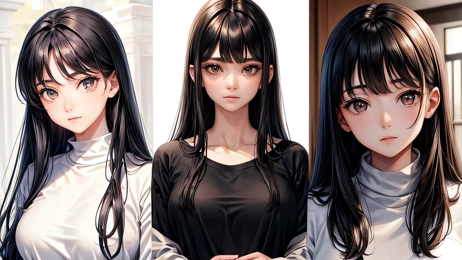 highest quality、Highest quality、Detailed facial expressions、((One tall woman、alone))、((Black Hair:1.3))、Beautiful light brown hair、Beautiful straight long hair、((White long sleeve T-shirt:1.2))、Beautiful and detailed eye depiction、Beautiful and detailed hair、Beautiful and detailed facial expressions、summer、tobacco、Tobacco smoke、Tall Woman、Big Breasts、