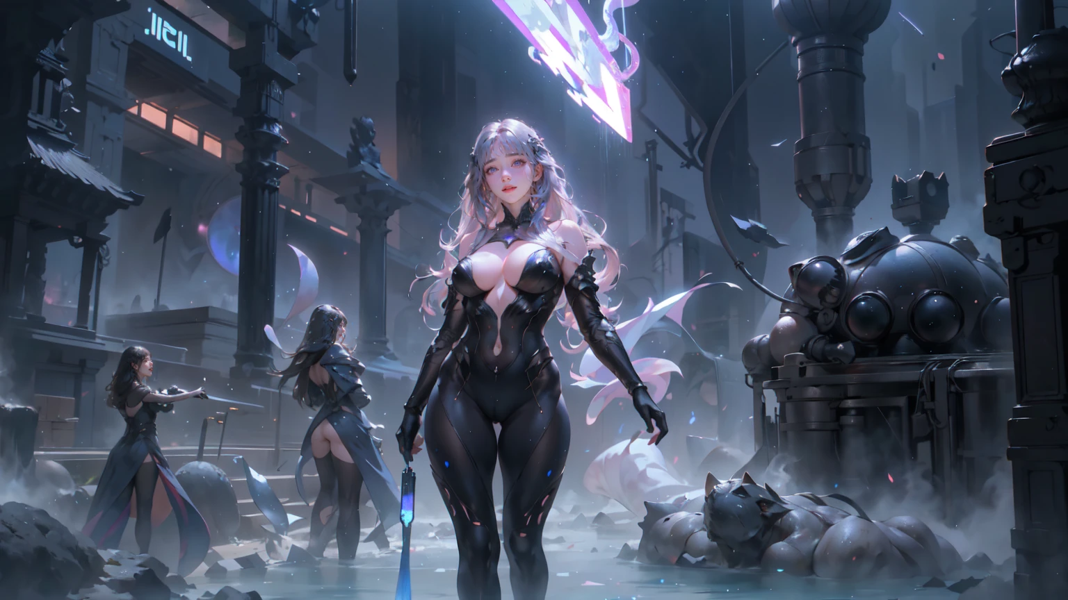 (future:2.0),(Silicone leggings:1.9),Ethereal Background,Mysterious atmosphere,RAW photos,16K,drama灯光,Colorful,high quality,Precise focus,4D Cinema,drama,Surreal illustration,Super detailed,absurd,Complex Mode, atmosphere,Ultra-high resolution, (Realistically:1.4),(Fractal Art:1.3),,(A woman looking sideways:1.8),(Half-length portrait:2.1),,LED Light,Bustling streets,night,Neon,
