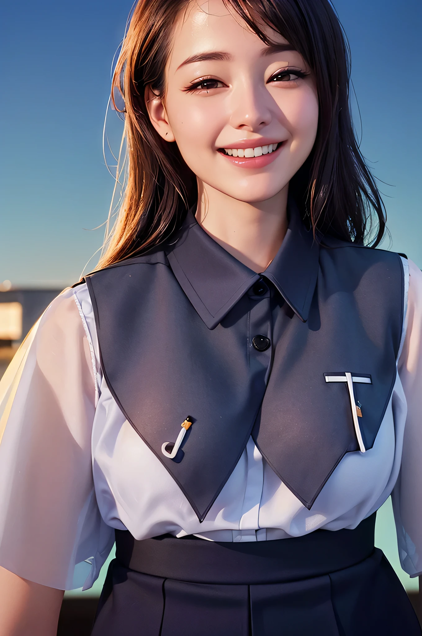 { 1girl, at airport }, { (masterpiece:1.2), (best quality:1.8), (photo realistic:1.8), (8K resolution:1.2) }, { ((shallow depth of field)), (sunshine:1.2) }, { beautiful 20yo, (blushed face, shy), (smiling:1.2), (open mouth:1.2), (eyes rolled up:1.2), (long hair), slender body, huge breasts, perky nipples }, { ((see-through flight attendant uniform)) }