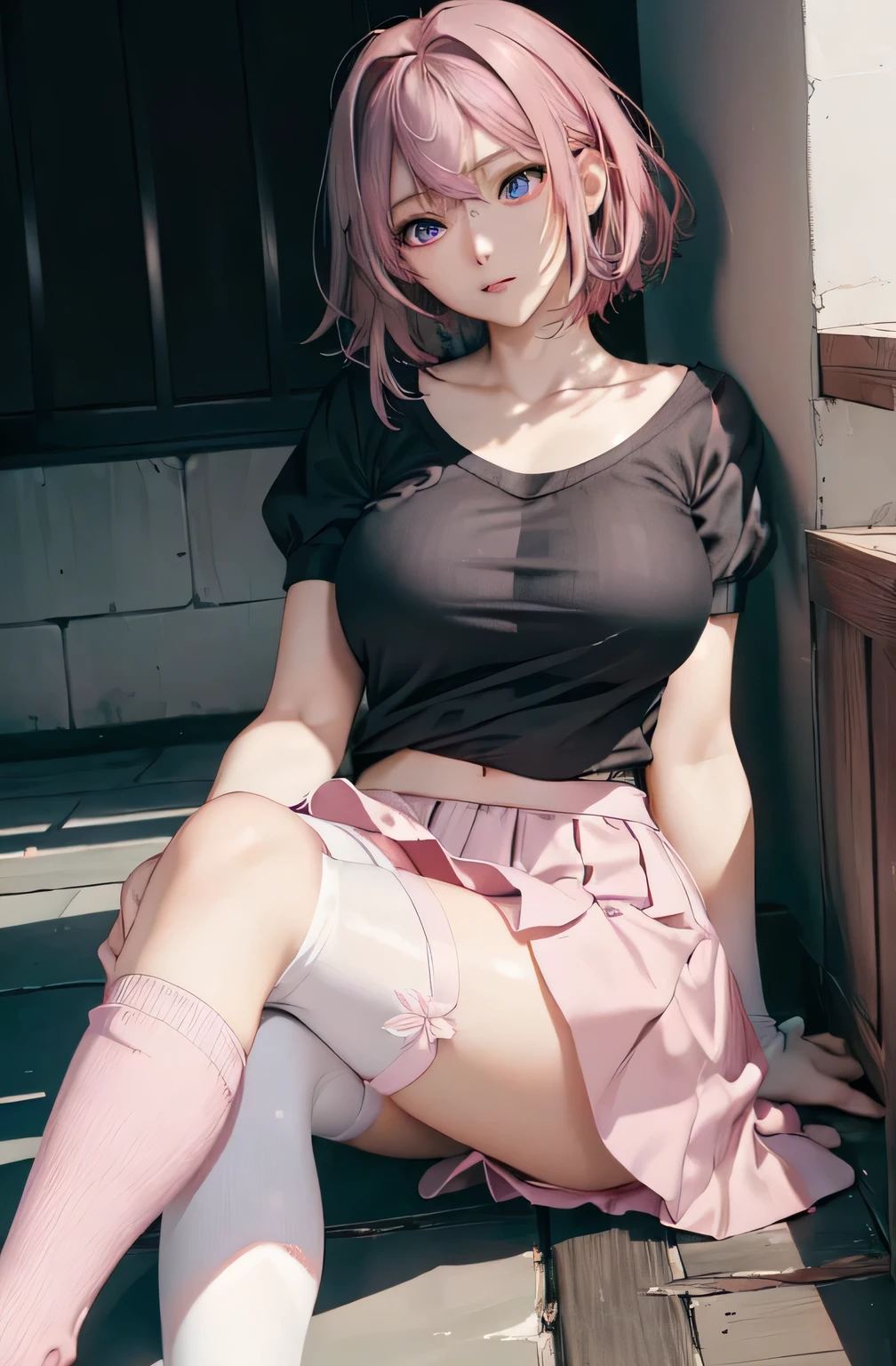(masterpiece:1.5),(Extremely accurate details:1.5),Ultra-high resolution,Highly detailed CG Unity 8k wallpaper,Open your legs,Open your legs show、Crotch open,Show off your legs in the shape of underwear、
Underwear,(Practical,Reality,Super Practical:1.5),(curve,Model,charm:1.5),Beautiful breasts,color_Aberrations,Beautiful and delicate shade,beautiful eyes,Beautiful Body,Open your legs,(Beautiful white :1.5)、Beautiful skin,beautiful hands,(beautiful anime eyes:1.4),(short hair:1.4),Anime girl in red sitting on the floor,(Favorite pink skirt:1.4),(Black knee socks:1.4), Portrait anime astronaut girl, Charming anime girl,Female action anime girl, Smooth anime CG art, future anime girl