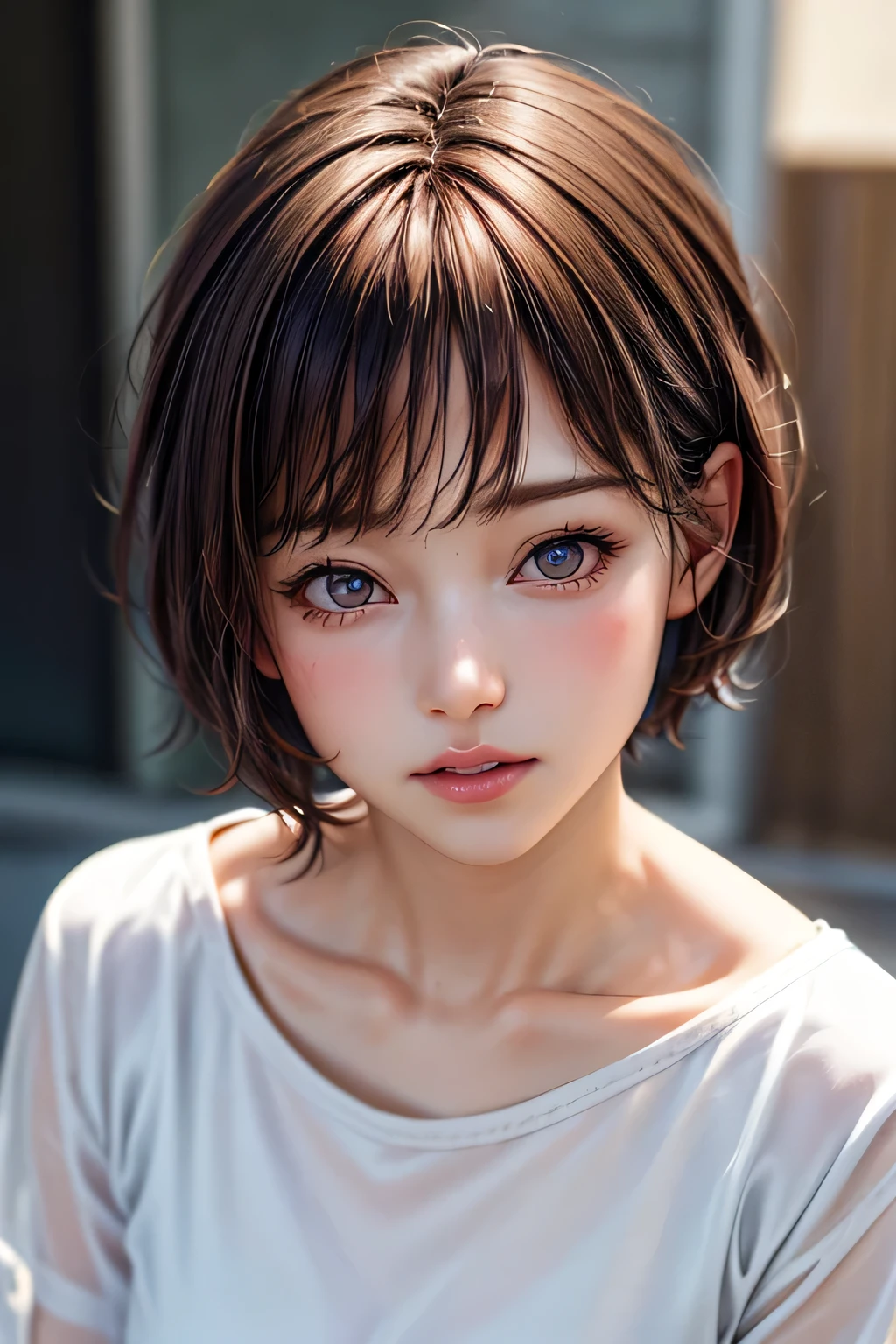 (NSFW:-1.5), (masterpiece:1.3), (8k, photorealistic, RAW photo, best quality: 1.4), 
cinematic lighting, 
(1girl), beautiful face, (realistic face), 
beautiful hairstyle, (short hair :1.5),
realistic eyes, beautiful detailed eyes, 
(realistic skin), beautiful skin, 
(blouse), 
absurdres, attractive, 
ultra high res, ultra realistic, highly detailed, 
golden ratio, 
