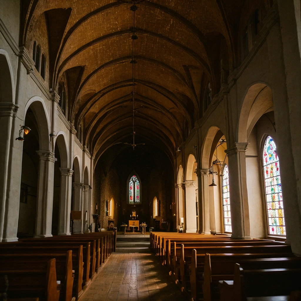 an old church with paintings and an ancient atmosphere