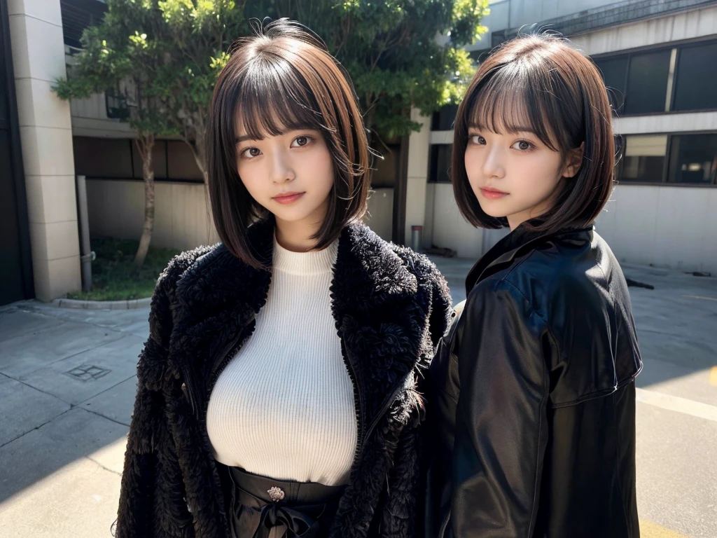 With bangs,Beautiful black hair,Woman with straight medium bob cut,,,21-year-old female,(((No hat))),Aspacarina,((Shy expression)),huge breasts,,Very beautiful eyes, ,(((Wearing a tattered black coat))),,(make:1.4),Big eyes,Hip Hop Dancer,Gangster style long pants,8k,High resolution,Gangster style,(head shot:1.5)