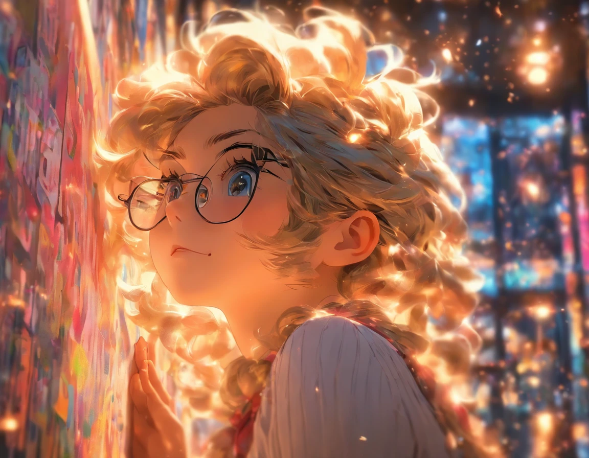 (Best quality, masterpiece), 1 Girl, dappled sunlight, in room, glasses, Shy, 1 girl, young girl, (goosebumps:0.7), Beautiful face, (Eyeliner, pomade:0.9), 4K, 8K, UHD, HDR, detailed Background, Background