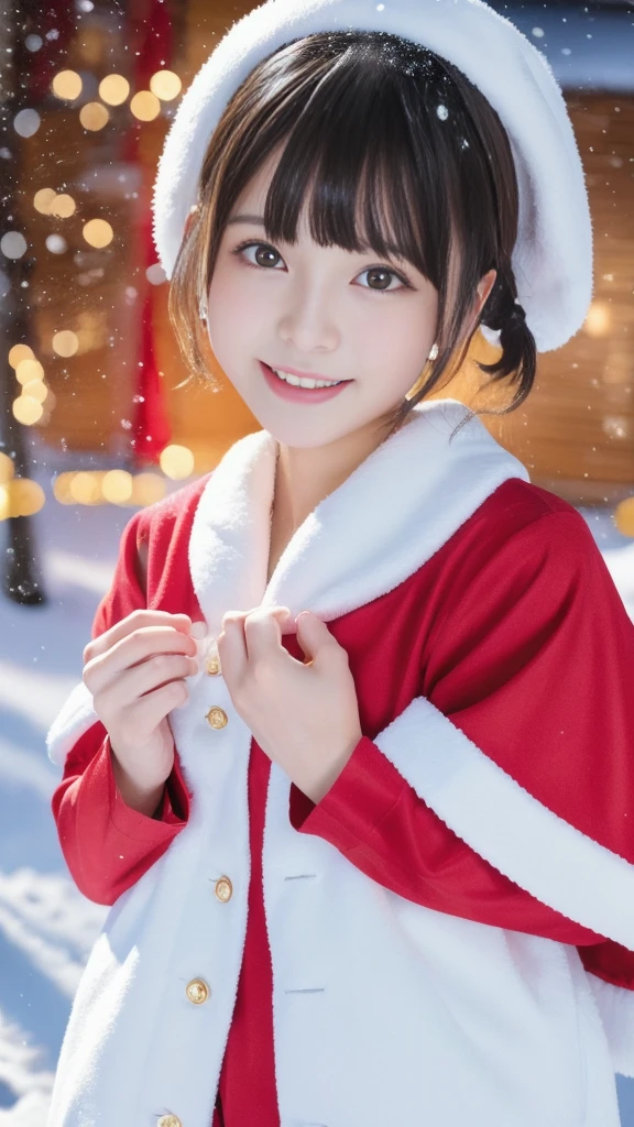 A Cute Baby Face Japanese girl in Santa Claus clothes, symmetry,slender figure, ultra short hair, ultra big smile, (Orgzum:2.25),(Masturbation:1.25),ecstatic expression, beautiful detailed eyes and lips, extremely detailed face, natural makeup, best quality, 4k, 8k, highres, masterpiece, ultra-detailed, realistic, photorealistic, photo-realistic, professional, vivid colors, studio lighting, snowing town
