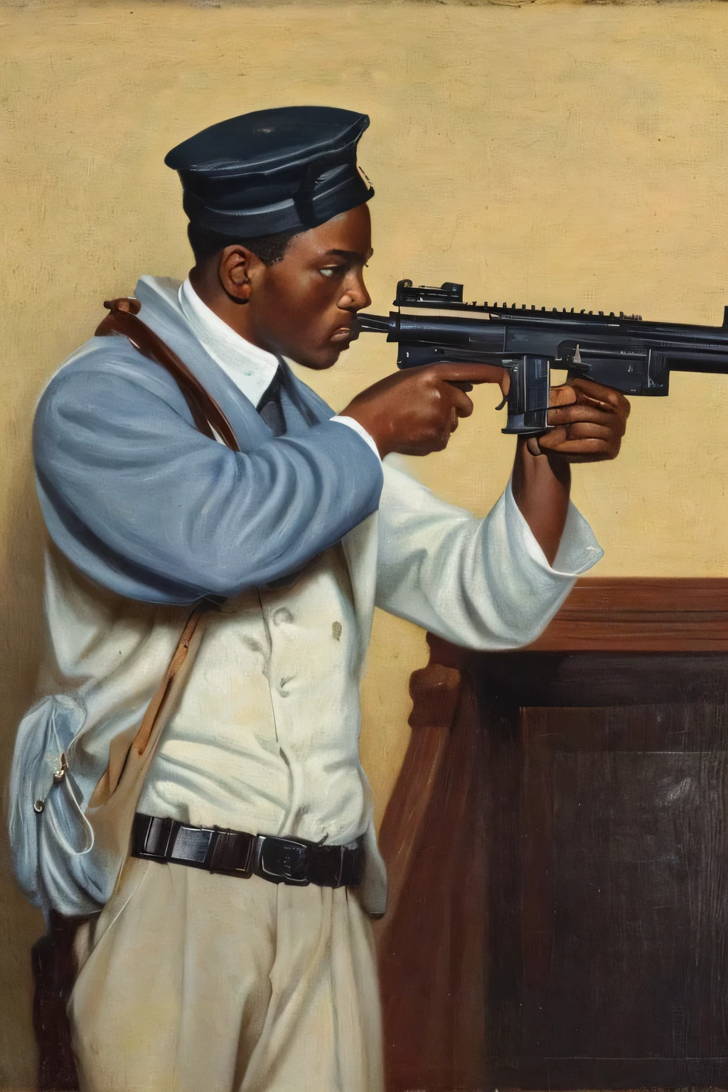 Young man holding a gun