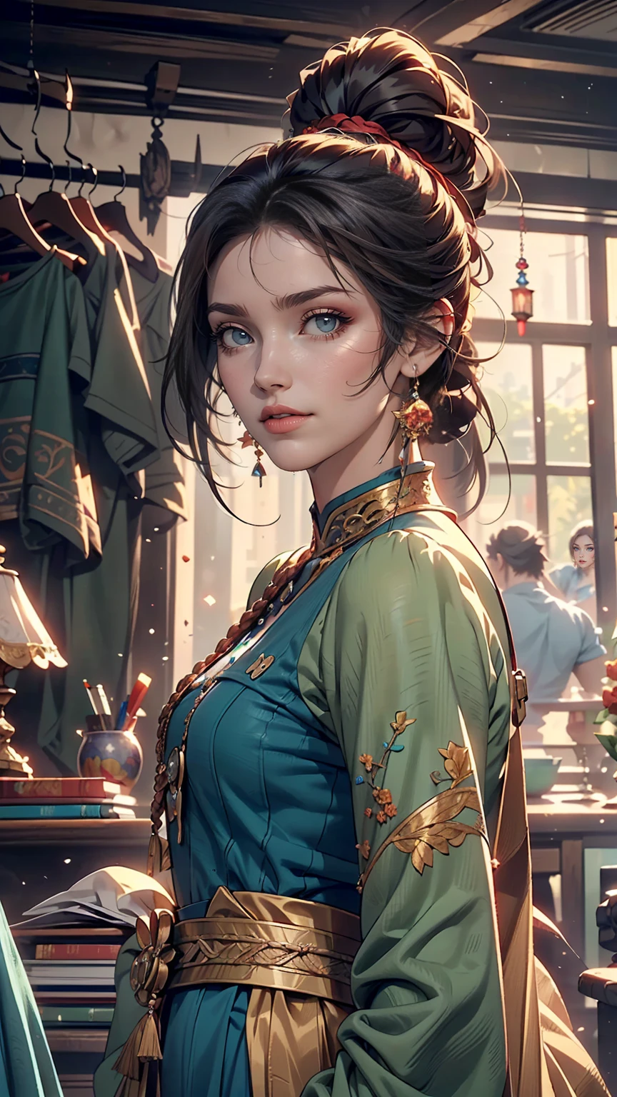 anime, High resolution, Woman close up ((Red braided low ponytail hair)) and (((the most beautiful Green eyes))) in (((Blue clothes))), (((determined)), 8k, Unreal EnGine 5, オクタンレンダリンG, by Kyun, GamanG, Yoon Gon-Ji, G.To, Gosonjak, Schloop, Severe, Dorm, Noah, trendinG on pixiv, Fan Box, Sketch, masterpiece, Detailed face, smooth soft skin, biG dreamy eyes, beautiful intricate colored hair, Symmetric, anime wide eyes, soft liGhtinG, Concept Art, diGital paintinG, 