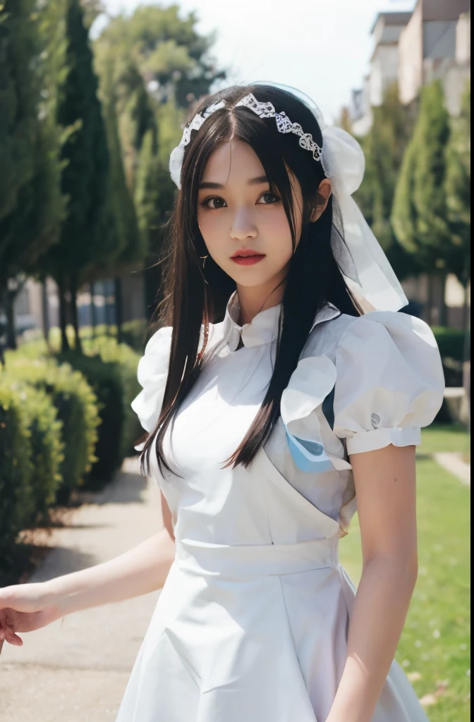 （8K，RAW photos，best quality，masterpiece：1.2））35 mm，Ultra-high detail，Professional lighting，best quality，Ultra-high resolution，Visually stunning，（1 girl：1.1），（Clothing and headdress），Real human skin，（Perfect body 1.3）Super delicate face outdoor，garden