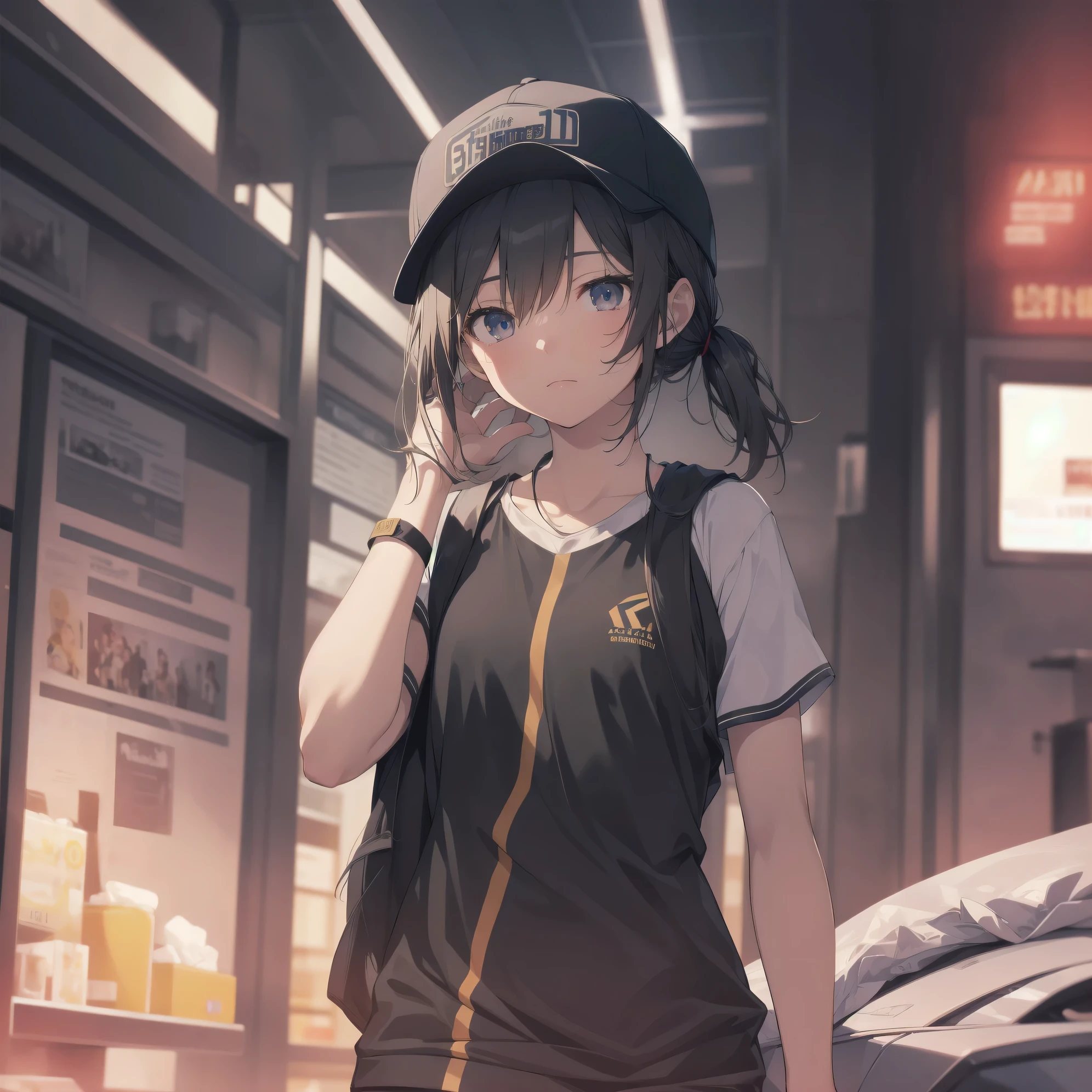 ultra-absurdres-Top quality by artist God, ultra-detailed, high resolution, anime moe artstyle, best anime 8k konachan wallpaper, pixiv contest winner, pool:2810, perfect anatomy,break, 1girl, (Please draw a girl walking to school alone. )break,(Solo,little female, 11-year-old:1.3),Full limbs, complete fingers,a junior high school student, (short hair, baseball cap, low ponytail), flat chest, , small butt, small black eyes, beautiful detailed eyes, well-proportioned iris and pupils, expressive eyes, highres detailed hair, soft expression, baseball uniform, (Detailed Lighting), (Detailed background), in the School commute route. break,super detailed skin, Best cinematic lighting powered by famous artist, 8k,beauty illustration,photoshop_(medium),very aesthetic,break,((artist:sofra )), artist:clamp ,artist:carnelian ,artist:kantoku ,
