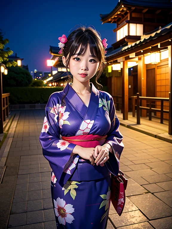 High resolution, highest quality,Hakata yukata、Yukata taken half、Lying Girl、Embarrassing、Deserted park at night、