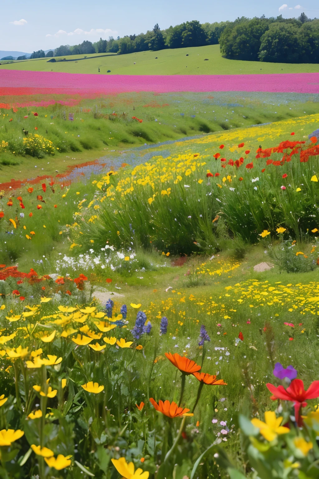 "A vibrant field of wildflowers in full bloom"