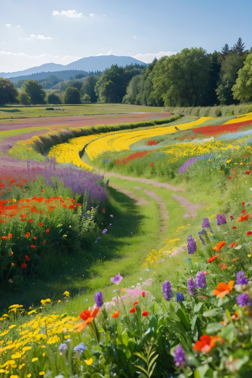"A vibrant field of wildflowers in full bloom"