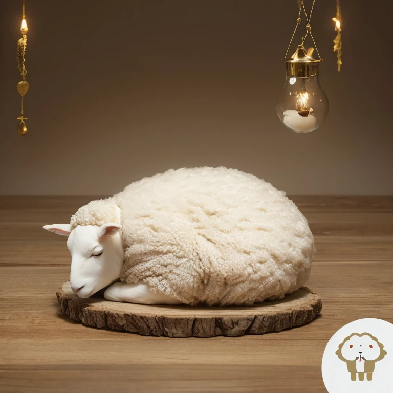 Sleeping sheep character　Fantastic Background　Healing　Peace of mind　Images for icons　Gentle color