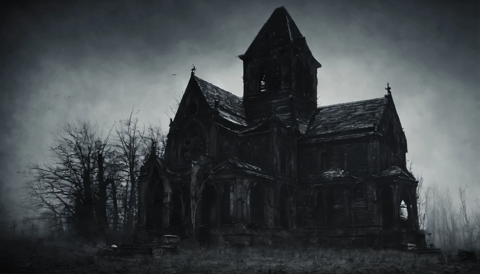 Dense teeth,Thick Fog,Moonlight,clock,Black Forest,Grave,Thorn,Candle,coffin,an abandoned church,cross,Yuki