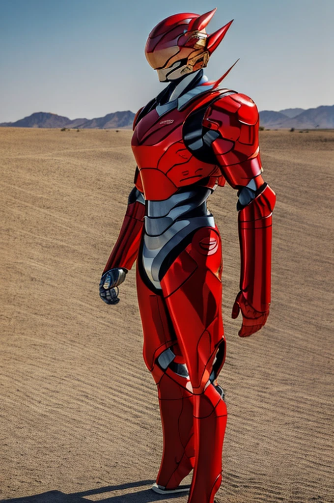 best quality, 8k, highly detailed face and skin texture, high resolution, man in armor stand at desert, full body, sharp focus