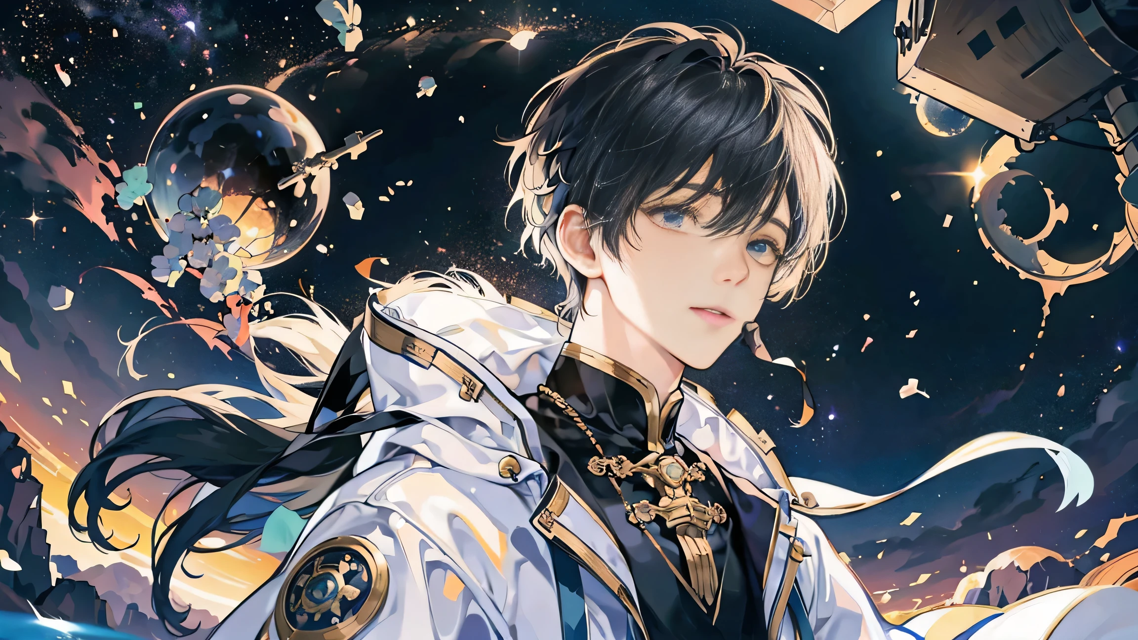 universe, Milky Way, deep space, Interstellar universe ship (small), Starlight, Spectacular, deep, Future Technology, war, realism、Mysterious universe space、One Boy、Residential Street