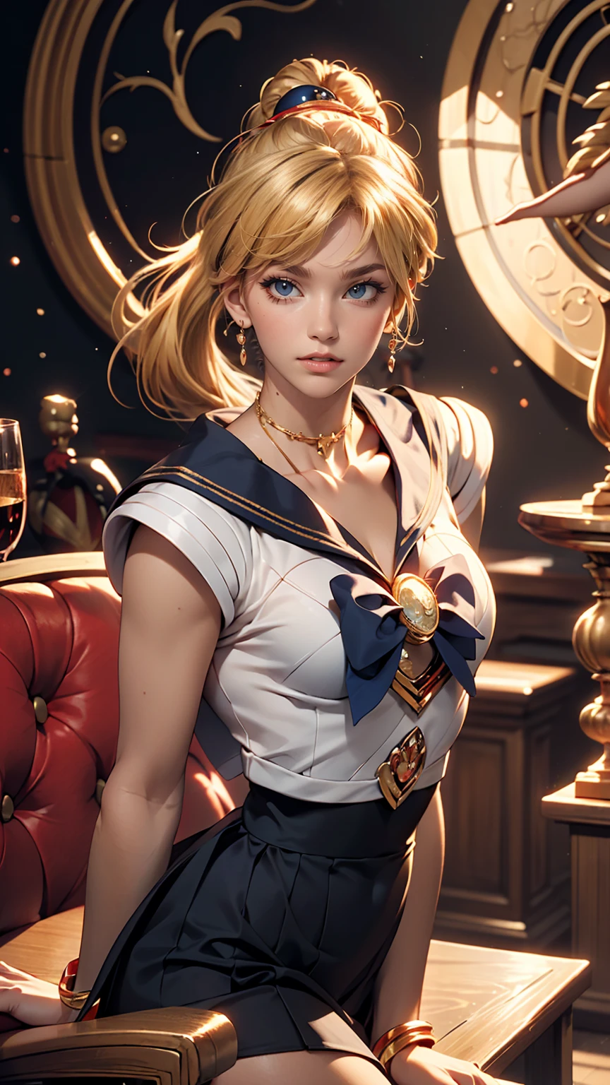 ((masterpiece)), (highest quality), (Super detailed), ((Very detailed)), 4K, (8k), Sailor Moon, Long Blonde Hair, Double Ponytail, Sailor Moon Aesthetics, Dream Core