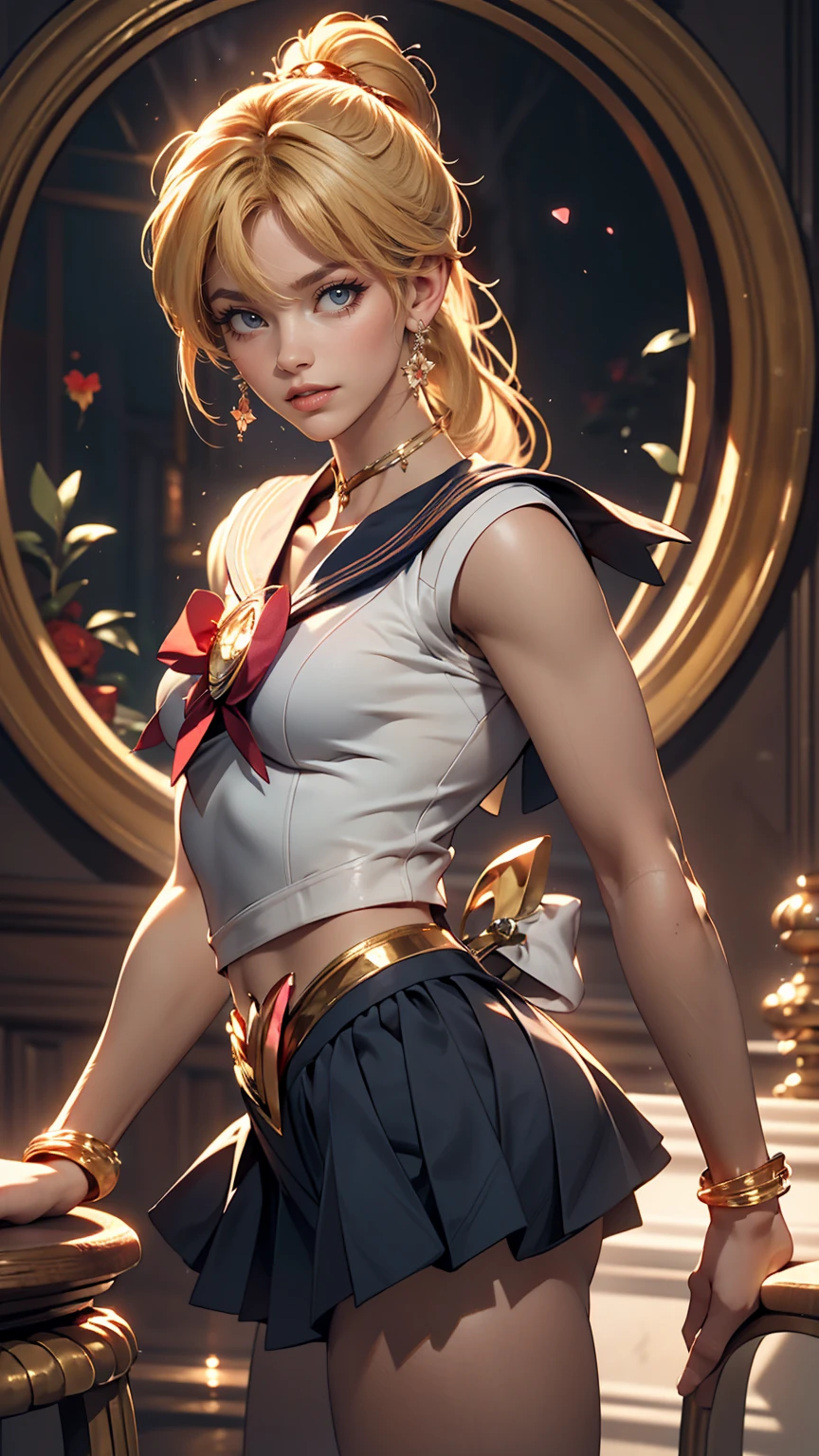 ((masterpiece)), (highest quality), (Super detailed), ((Very detailed)), 4K, (8k), Sailor Moon, Long Blonde Hair, Double Ponytail, Sailor Moon Aesthetics, Dream Core