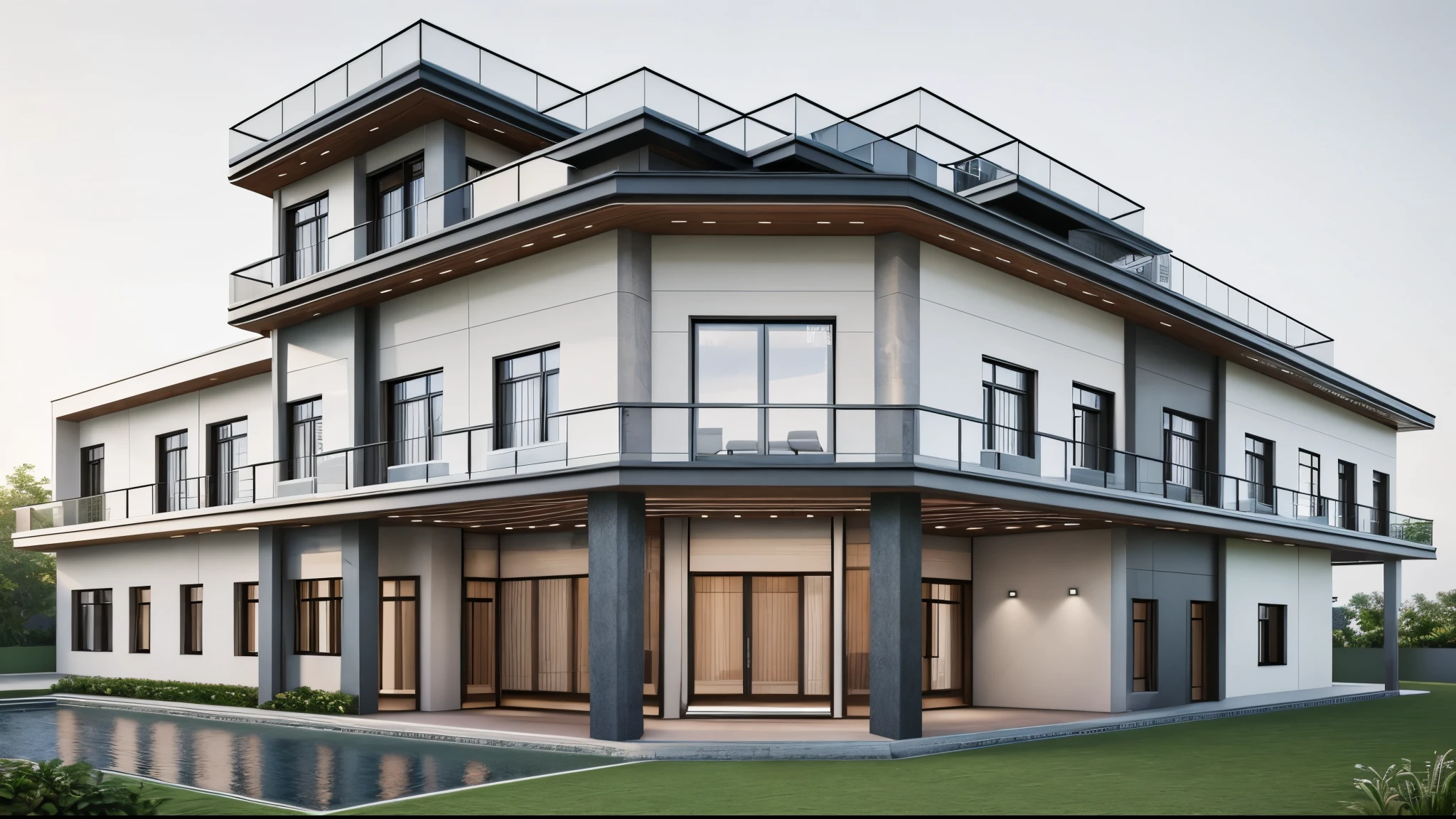 (masterpiece, best quality:1.2), 1villa, a rendering of a modern house with a lot of windows, architectural visualization, residential, architectural rendering, high quality rendering, wide angle exterior 2022, overall architectural design, rich house, 8k vray render, concept house, very realistic render, exterior design, precise architectural rendering, highly detailed architecture, gang house, quality rendering, ”ultra realistic