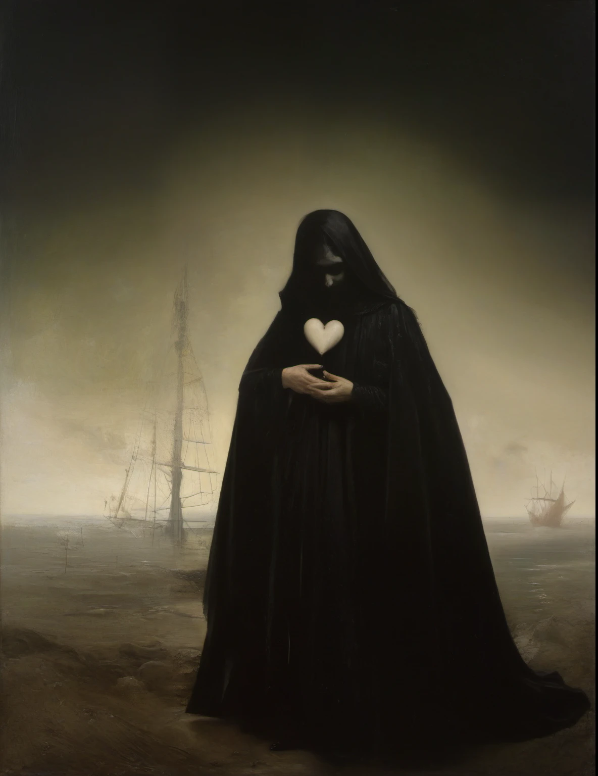 James Gurney, Surrealist art , dream-like, Mysterious, Provocative, symbolic, Complex, detailed,, (Gothic but very beautiful:1.4), (masterpiece, highest quality:1.4) , Nicola Samori Style, heart