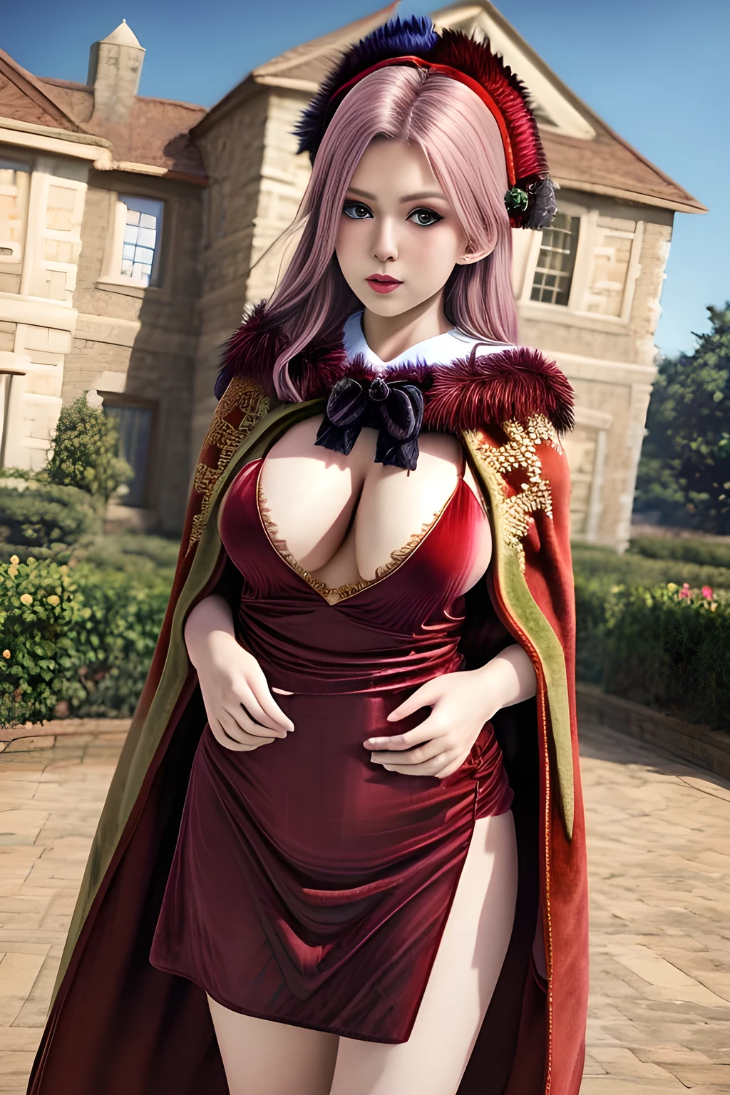 1girl,(RED theme: 1.2), (Velvet fabric nightgown: 1.2), (Koch snowflake cloak: 1.5), ,garden,moon,huge breasts,lactating,(lip gloss),(masterpiece), best quality, (real life portrait photography:1.5),unltra detailed,8K,Shot with a professional-grade camera like the Nikon D850,every intricate detail is captured, from the subtlest expression to the glimmer of anticipation in her eyes,Focus on thighs and above,solo,  elise,