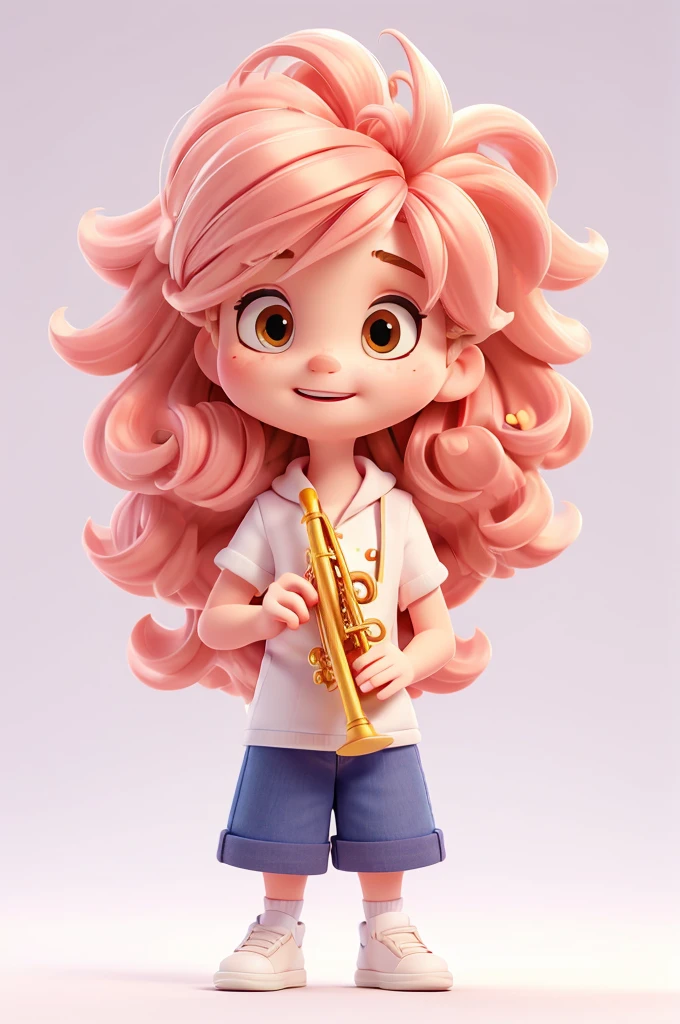 cute trumpet,hair color,messy hair,White background