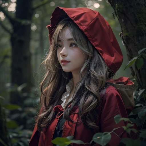 illustration "Little Red Riding Hood" in a modern city.