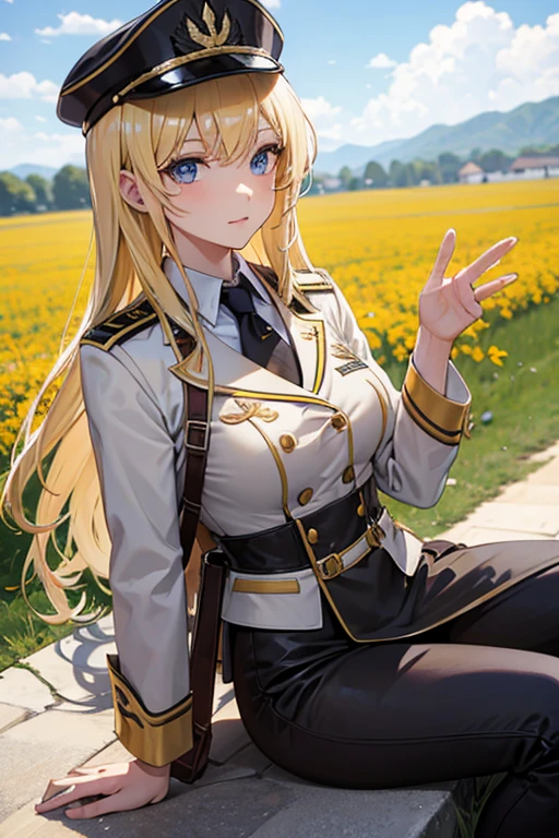 Blonde woman in the Romanian military