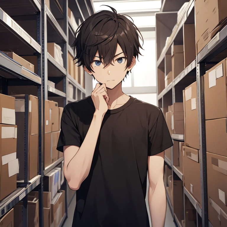 several students, Punk in a plain black T-shirt, talk, Arrogant expression, School Background