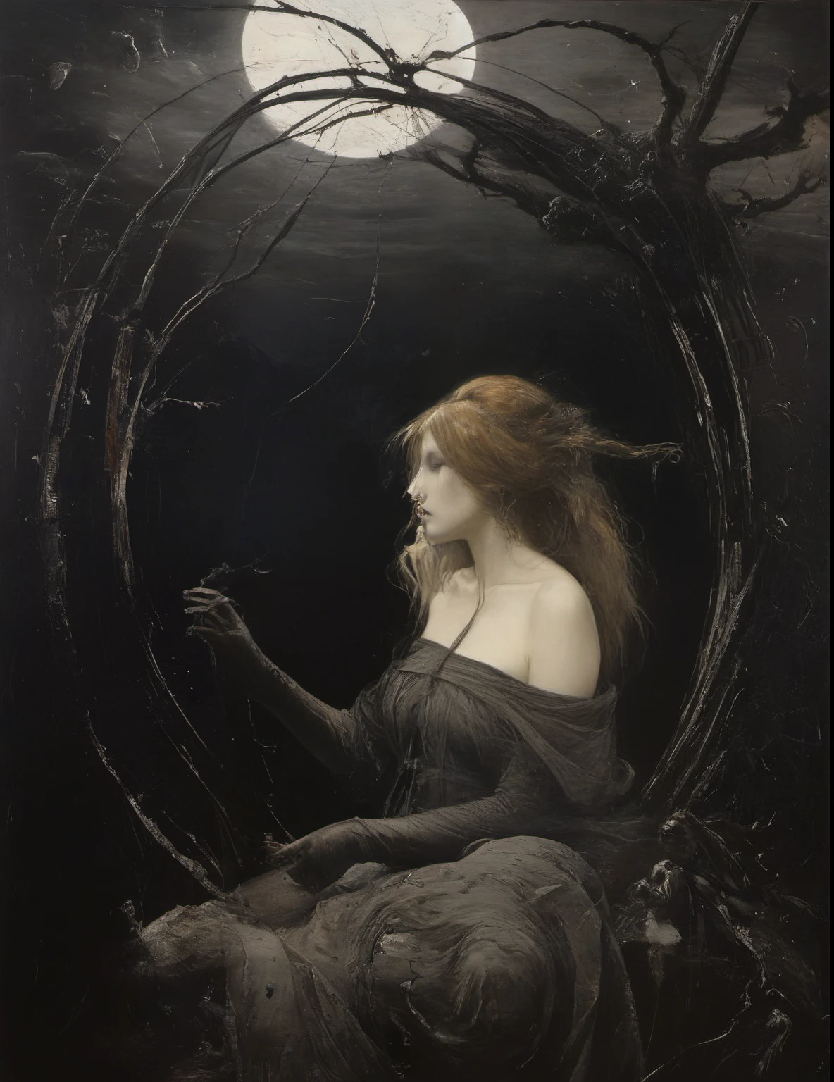 James Gurney, Surrealist art , dream-like, Mysterious, Provocative, symbolic, Complex, detailed,, (Gothic but very beautiful:1.4), (masterpiece, highest quality:1.4) , Nicola Samori Style, monochrome