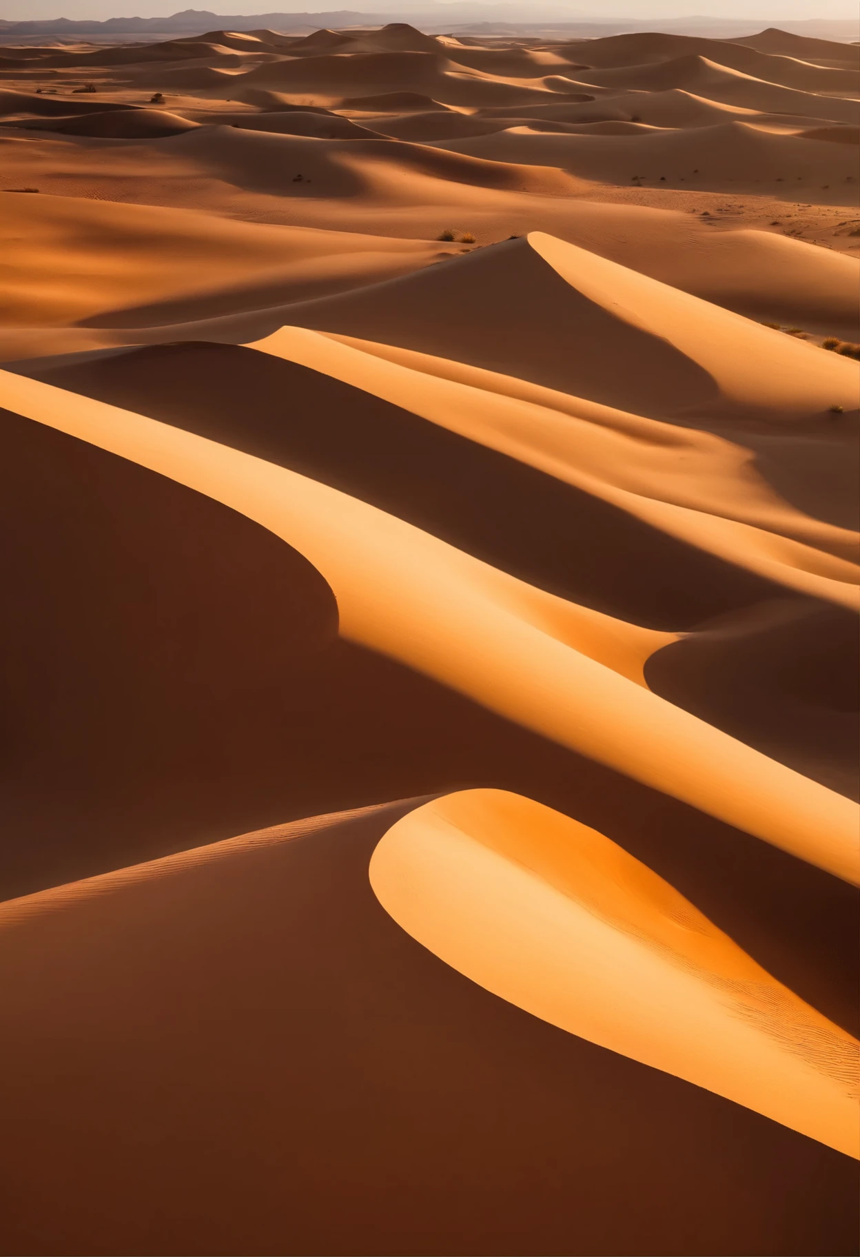 A desert landscape with sand dunes that constantly shift and change shape. 8k