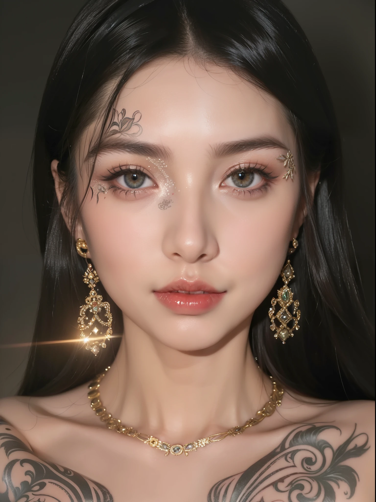 Royal sisters，Exquisite eyes，Frozen queen，Put the crown on your head，Detailed facial expressions body，Tall and big，Glamorous characters，Leg length，4k，HD，Sensual，White translucent lace，白皙The complete picture，Little cherry mouth，Beautiful and lovely，The complete picture，Glossy gelcoat，Vampire Queen in luxurious robes，Have a tattoo(Intricate tattoo designs)，Rich facial details，Wear gorgeous jewelry，Royal Princess，Sparkling gemstone necklace，身体Have a tattoo，Skin radiance，Very exquisite and luxurious crown，