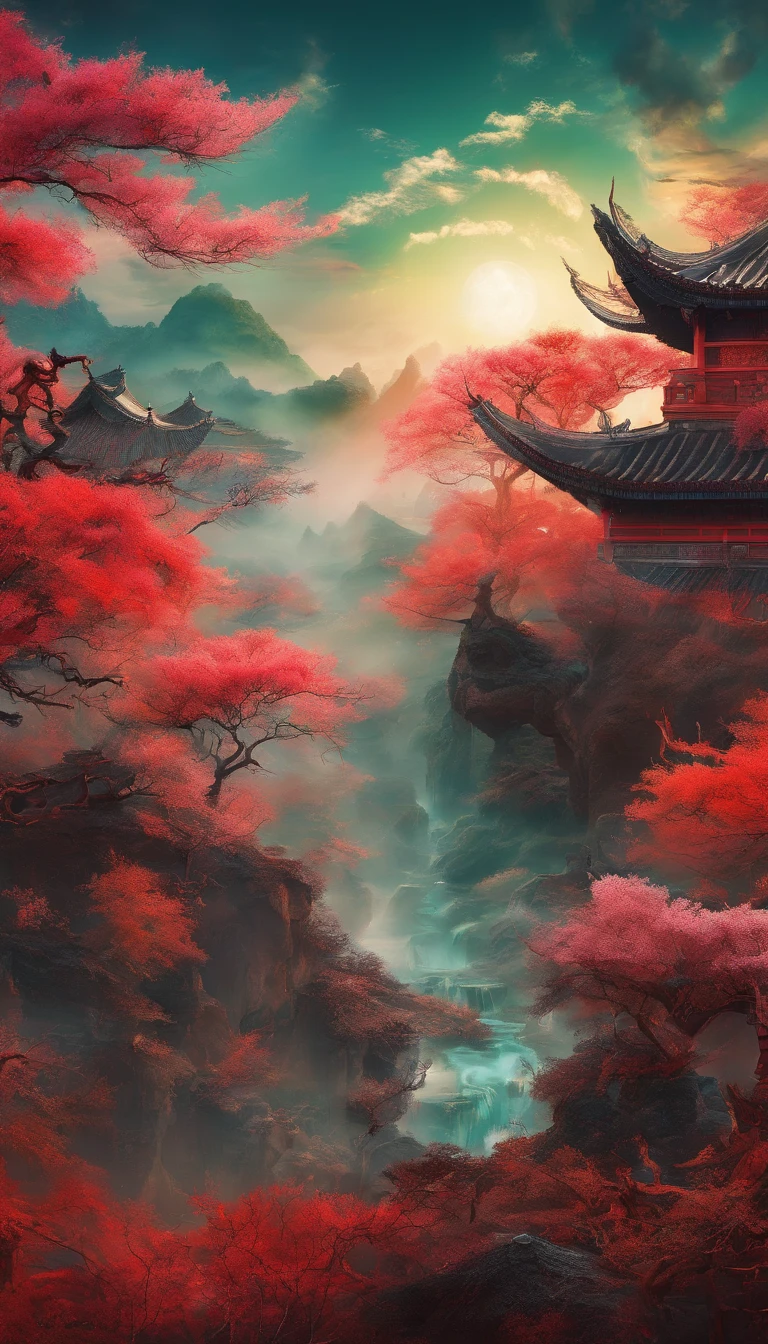 Chinese mythology，faultless，detailed，Ultra-fine，Ultra-photorealism，Surreal，Masterpieces，8K-like resolution，OC Renderer，