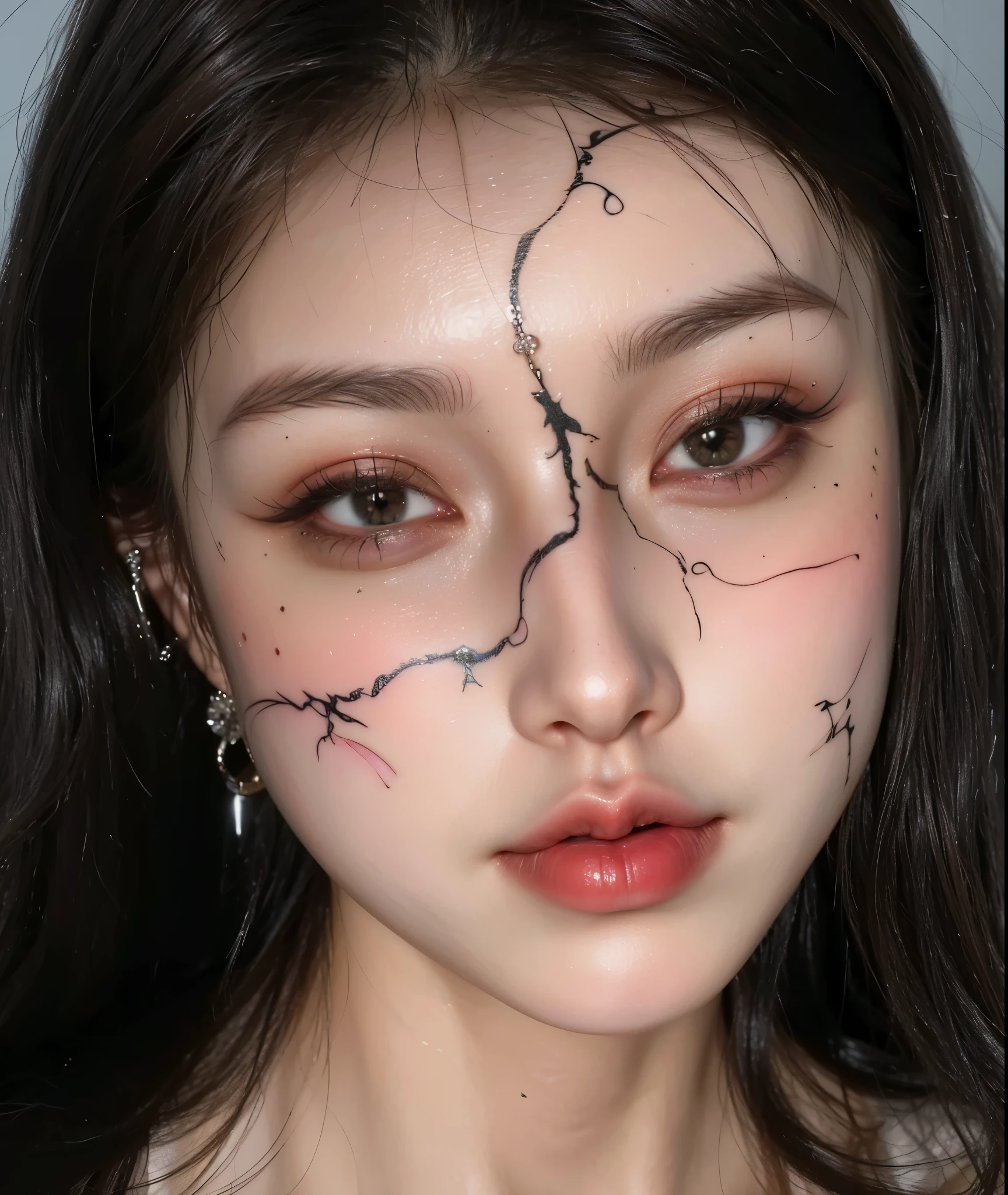 Game Art,CG Animation,Best image quality,Maximum resolution,8K picture quality,(A bust photo),(portrait),(Head close-up),(Rule of Thirds),Unreal Engine 5 rendering works,20 year old girl,((Queen)),The eyes are very detailed,(Large Breasts),Elegance and nobility,Light,Light线追踪,Game CG,((3D Unreal Engine)),OC rendering reflection mode,4k,Ultra-clear,Translucent lace,Fair and plump figure,Pretty Face,Light泽凝胶涂层,身着华贵礼服的Queen,Gorgeous clothing,Colorful makeup,Luxurious diamond necklace,Colorful tattoos on face,
