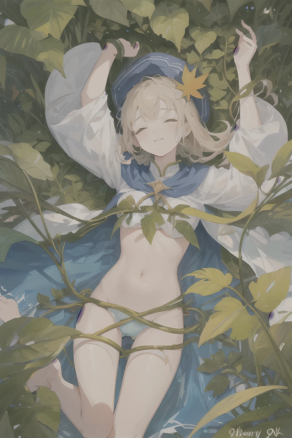 fantasy, 1forest林_element_girl, Fighting, (use_Leaves_clothing, green_Leaves_cover, Leaves_cover_Cat)+++,Dynamic_posture_permanent, Light_Smile, Sleepy, Moderate_hair, belly button,(dark_skin)+, Oil, (Winding_vine_About_trunk)++,,forest, Trees_background, Leaves_hat, green_Leaves_cape, catch_Large target_long_staff, thigh,( (8K:1.27), Top quality, masterpiece, Ultra-high resolution:1.2) Photo of a cute girl (beautiful:1.1),((best quality)), ((masterpiece)), (detailed), Perfect face