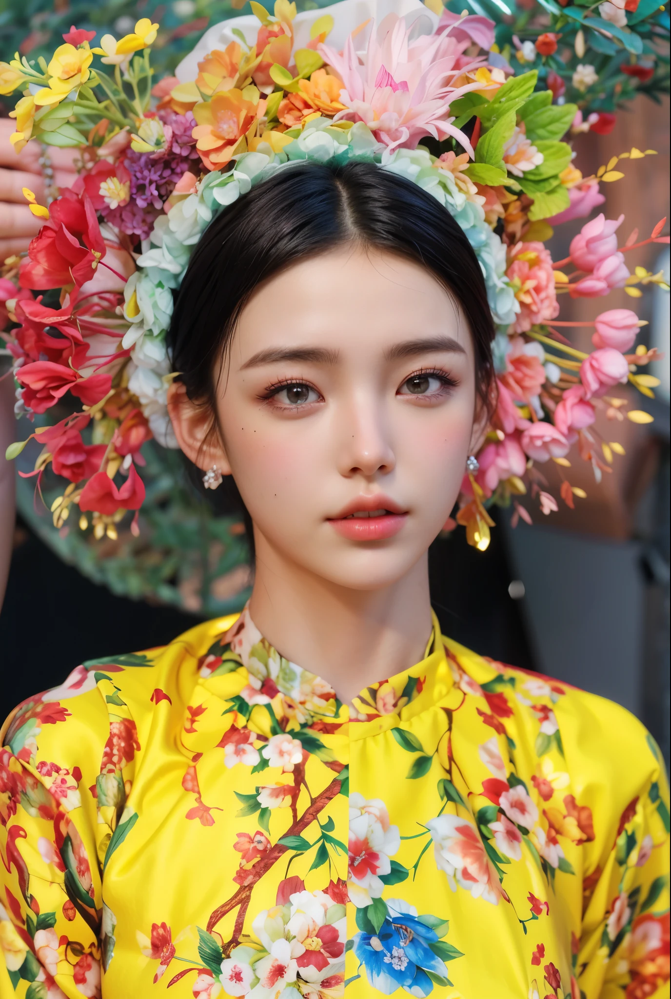 Game Art,CG Animation,Best image quality,Maximum resolution,8K picture quality,(A bust photo),(portrait),(Head close-up),(Rule of Thirds),Unreal Engine 5 rendering works,20 year old girl,((Queen)),The eyes are very detailed,(Large Breasts),Elegance and nobility,Light,Light线追踪,Game CG,((3D Unreal Engine)),OC rendering reflection mode,4k,Ultra-clear,Translucent lace,Fair and plump figure,Pretty Face,Light泽凝胶涂层,身着华贵礼服的Queen,Gorgeous clothing,Colorful makeup,Luxurious diamond necklace,Wearing a flower crown on his head