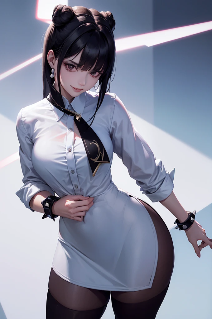 （（（Perfect figure，figure，独奏，（（（black robes, sash, hakama skirt）））， （（（I did it, folded ponytail，glasses, ））），((masterpiece)),high resolution, ((Best quality at best))，masterpiece，quality，Best quality，（（（ Exquisite facial featuresThere is light in the eyes，(（（Lol，confidence, ass showing at audiance））)，））），型figure:1.7））），（（（Light and shadow，Huge breasts））），（（（Looking at the camera，black background，）））