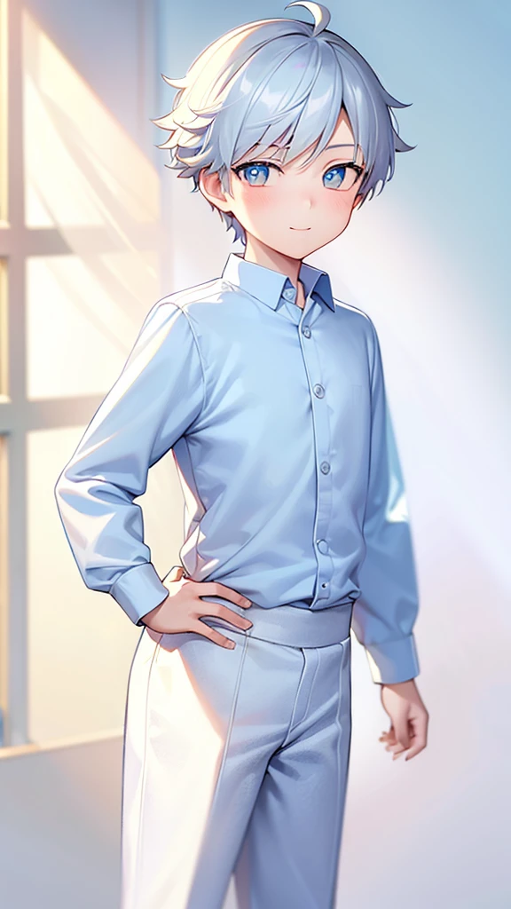 (1 boy:1.2), (solo:1.2), white hair,  masterpiece, blue sky, few clouds, grey eyes, cute prince clothes, (puffed long sleeves:1.2), short pants, , male focus, male body features, standing, （Best quality at best，tmasterpiece），1boy，short detailed hair, shy character，timid character, weak posture, (bending forward, insecure), young, little, shota, 5yearsold, , white shota, (smiling), white shirt, royalty french outfit, BREAK
(paper planes, natural sunlight:1.2, blue sky), sense of childhood,
 best quality, high resolution, unity 8k wallpaper, (illustration:0.8), (beautiful detailed eyes:1.6), extremely detailed face, perfect lighting, extremely detailed CG, (perfect anatomy),
The soft lighting and detailed surroundings create an immersive environment where imagination runs wild hyper-detailed, hyper-detailed face, high quality visuals, dim Lighting, sharply focused, octane render, 8k UHD,
 GS-Boyish