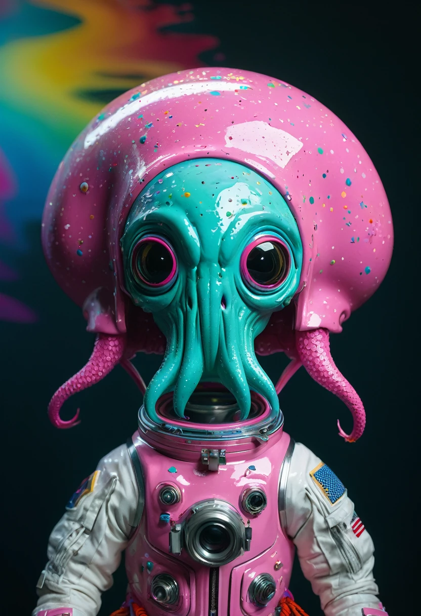 8K, ARTISTIC photogrAphy, best quAlity, mAsterpiece: 1.2), A (potrAit:1.2) Don Bluth Style ASTRONAUT Cthulhu pink Toon Doll, full body RAW candid cinema, cyan hair, 16mm, color graded portra 400 film, remarkable color, ultra realistic, sad admosphere, dark lighting, oppressive atmosphere, depressive colors, kodak portra 400, photograph,r, Natural Light, Pinhead lighgts, blur reflection, Brush Strokes, Smooth, abstract, Splatter, Oil On Canvas, rainbow colors, fractal isometrics details bioluminescens : a stunning realistic photograph of wet bone structure, 3d render, octane render, intricately detailed, titanium decorative headdress, cinematic, trending on artstation | Isometric | Centered