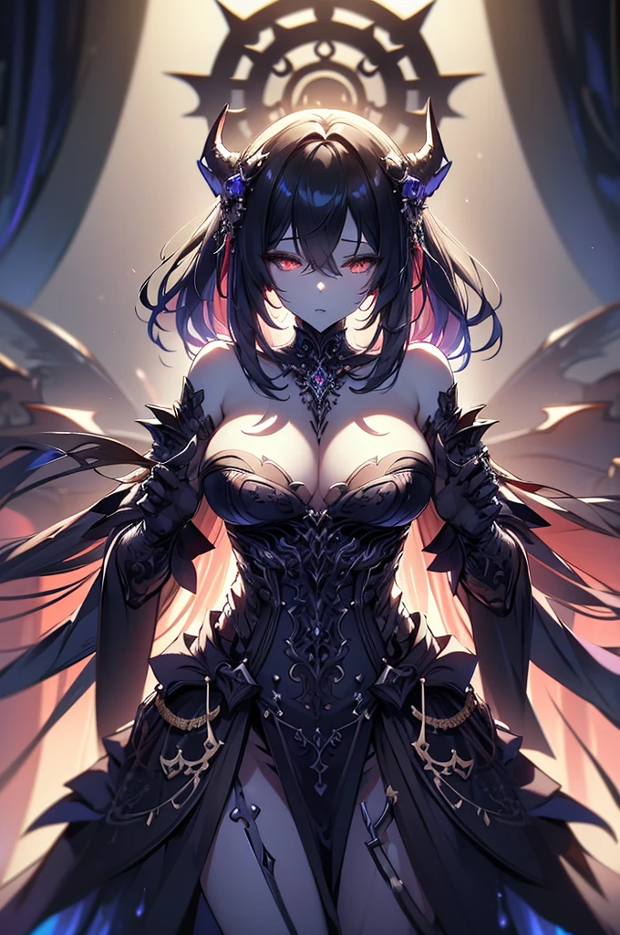 1 beautiful sexy Succubus Demon wearing detailed body jewelry, (dynamic pose), cowboy shot, extremely detailed, (fractal art:1.3), colorful, highest detail, ((cinematic lighting)) dressed in full bone body armor black dragon